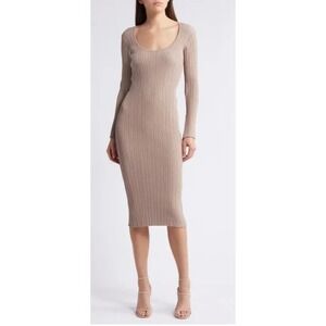 WAYF Alexi Long Sleeve Rib Dress Size Lage